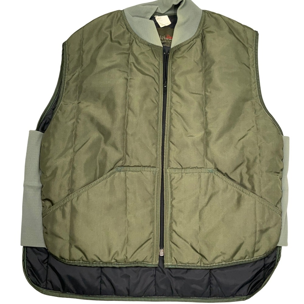 RefrigiWear Vest Mens XLarge Olive Green Insulate Quilt Puffer Americana VTG